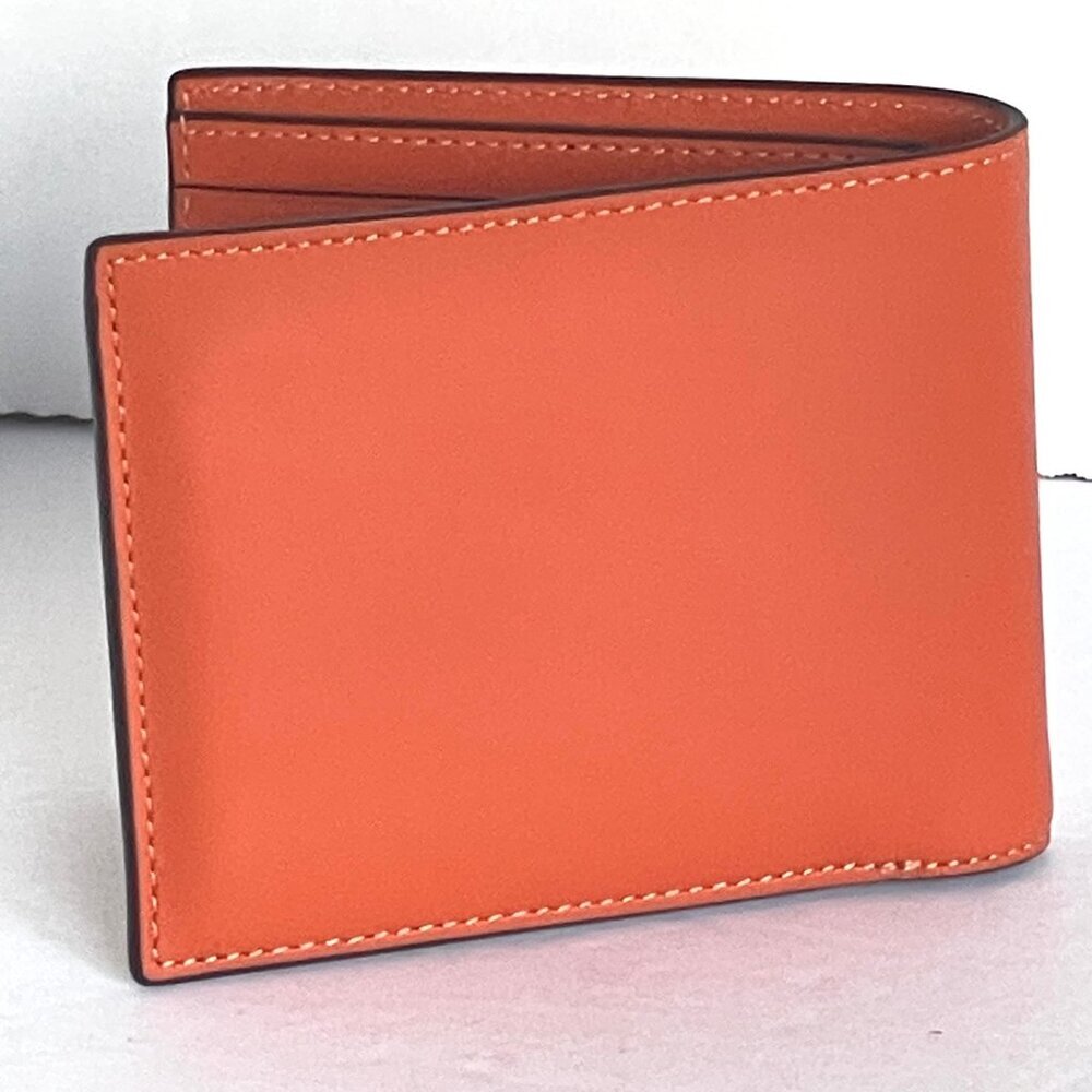 Coach CH084 3 In 1 Wallet Coach Stamp Mens Refined Calf Leather Bright Orange - Picture 7 of 9